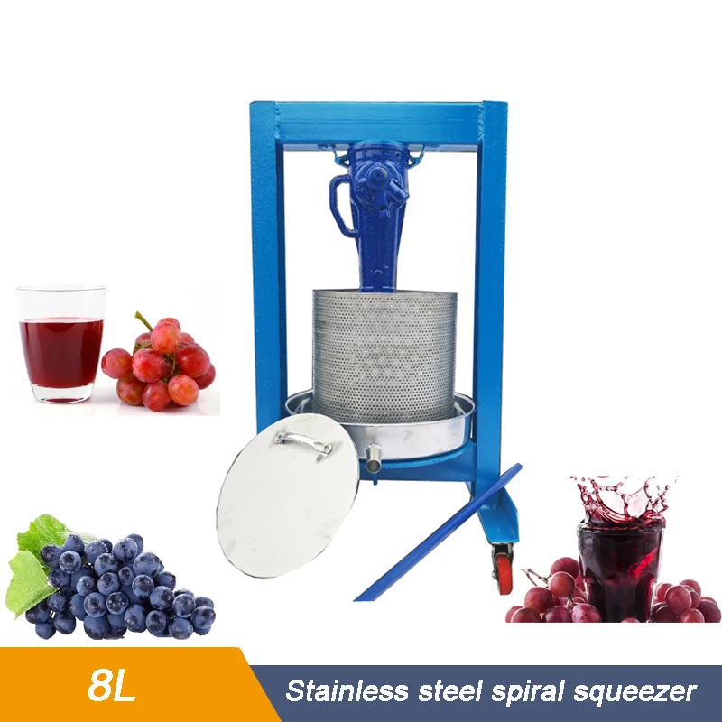 Stainless Steel Jack Spiral Squeezer Fruit Vegetable Extractor Juice Honey Press 8L Vegetable stuffing Dehydractor Machine