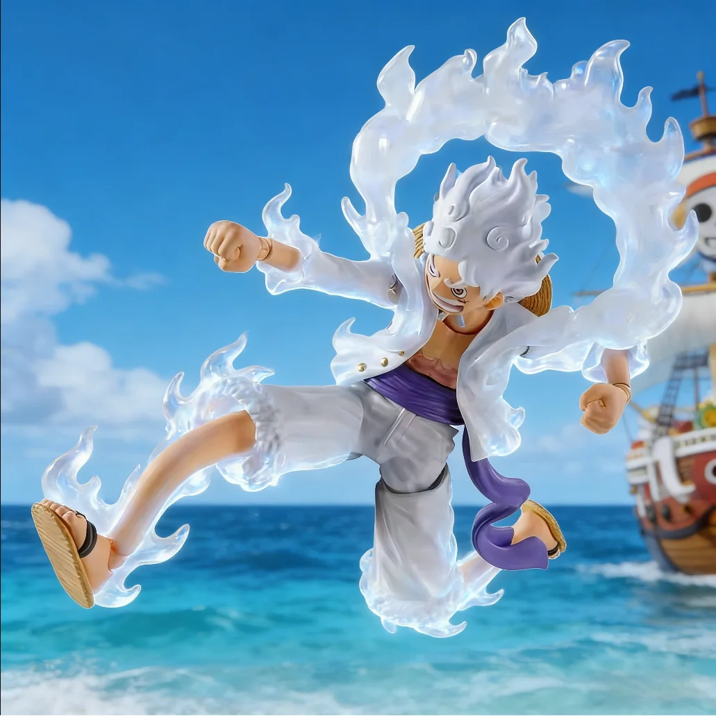 Figura de Acción de Monkey D. Luffy Gear 5, Dios Sol Nika, de One Piece, Súper Articulada, con Rostros Intercambiables y Múltiples Accesorios de Anime