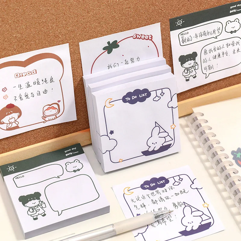 50 Sheets Simple Foodie Daily Sticky Notes Kawaii Memo Pad Label Note Bookmarks Notepad Paper Office School Stationery