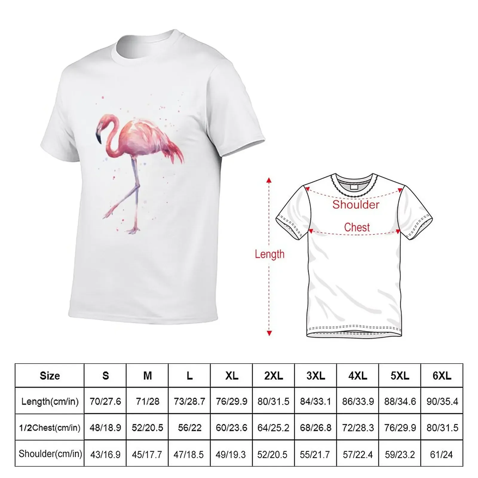 New Flamingo Watercolor Painting T-Shirt Short sleeve sublime t shirt anime mens big and tall t shirts