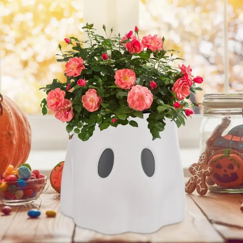 Ghost Vase Ghost Plant Pot Ghost Candy Bowl Planter For Indoor Outdoor Garden Indoor Home Halloween Decoration