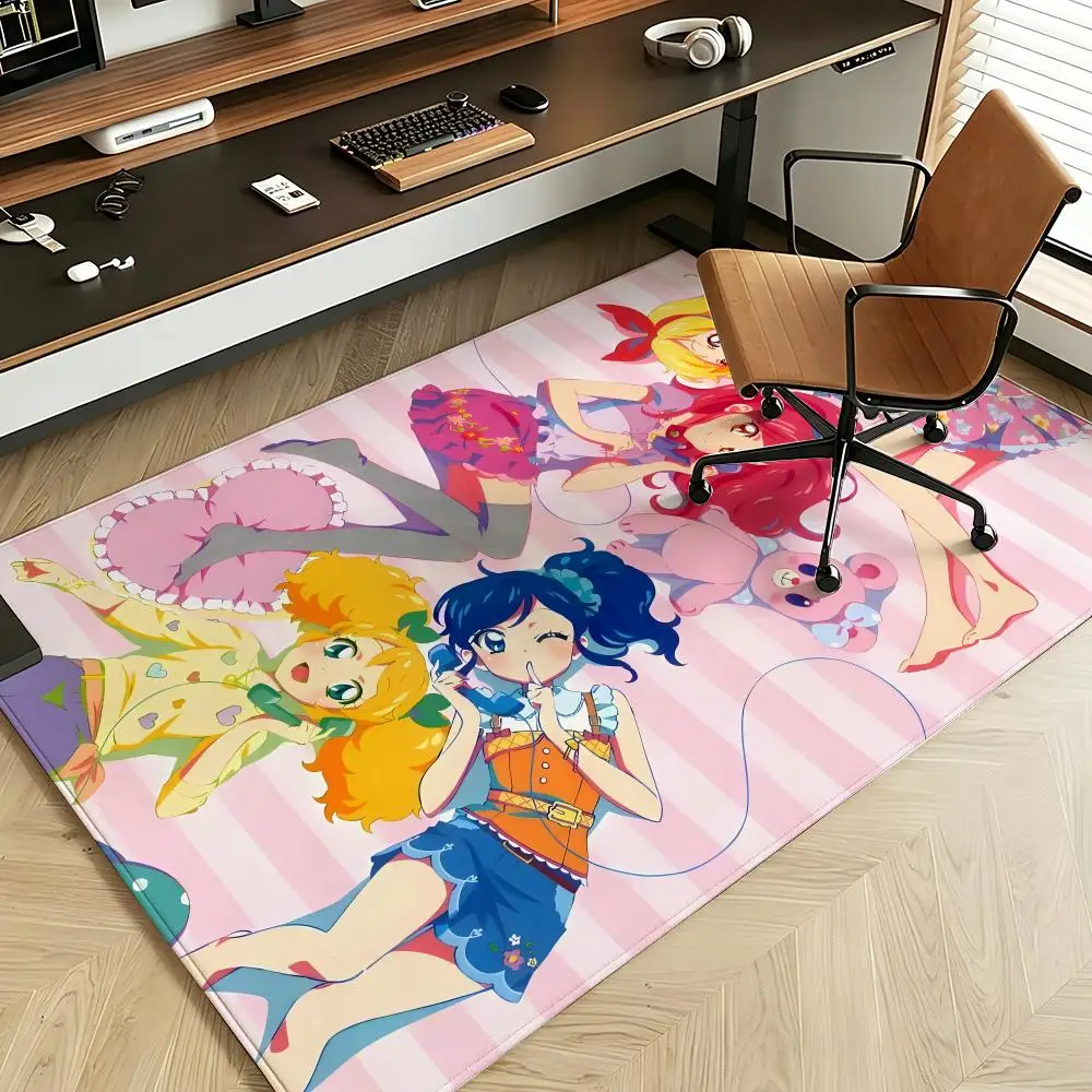 Anime A-Aikatsu! Floor Mat Soft Flannel Floor Mat  Suitable for Entryways, Living Rooms, Bedrooms, and Bathrooms