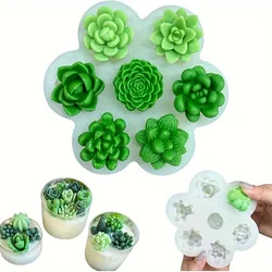 Rose Shaped Succulent Plant Mold - Kitchen DIY Creativity Tool Chocolate Candle Maker Fondant Jelly Mould for Home & Garden