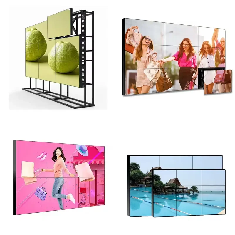 55 Inch 4K 2x2 3x3 Splicing Indoor Advertising Digital Signage Display Wide Beam Angle LED LCD Monitor 3.5mm Bezel Video Wall
