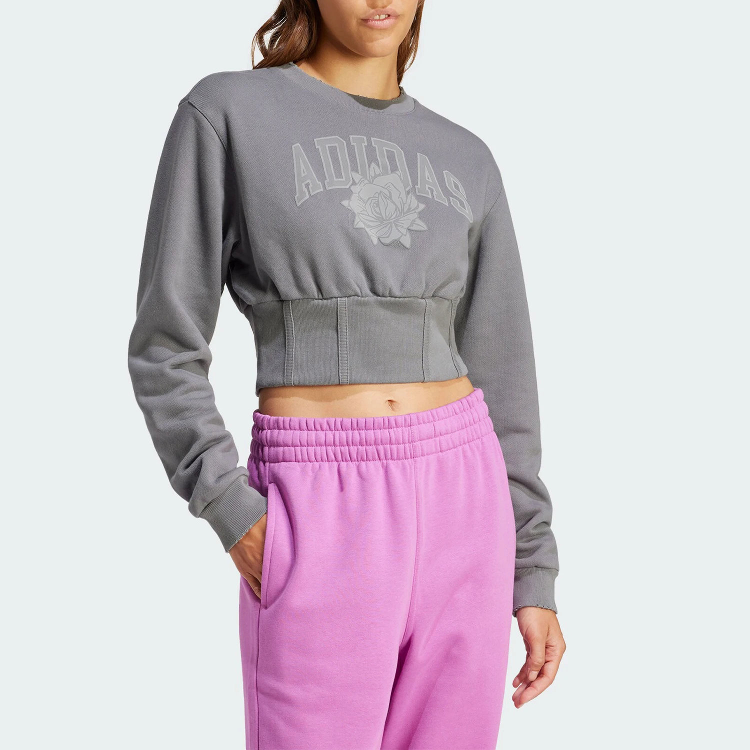 

Adidas genuine Three Stripes Women's Short Casual Sport Long Sleeve Sweatshirt IY9029