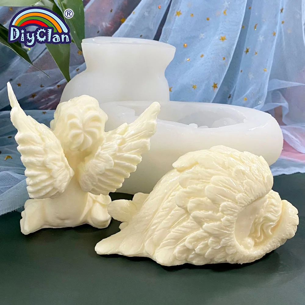 3D Angel Silicone Candle Mold Sleeping Angel Styles DIY Making Ornaments Soap Aromatherapy Gypsum Epoxy Resin Mould Baking Tools