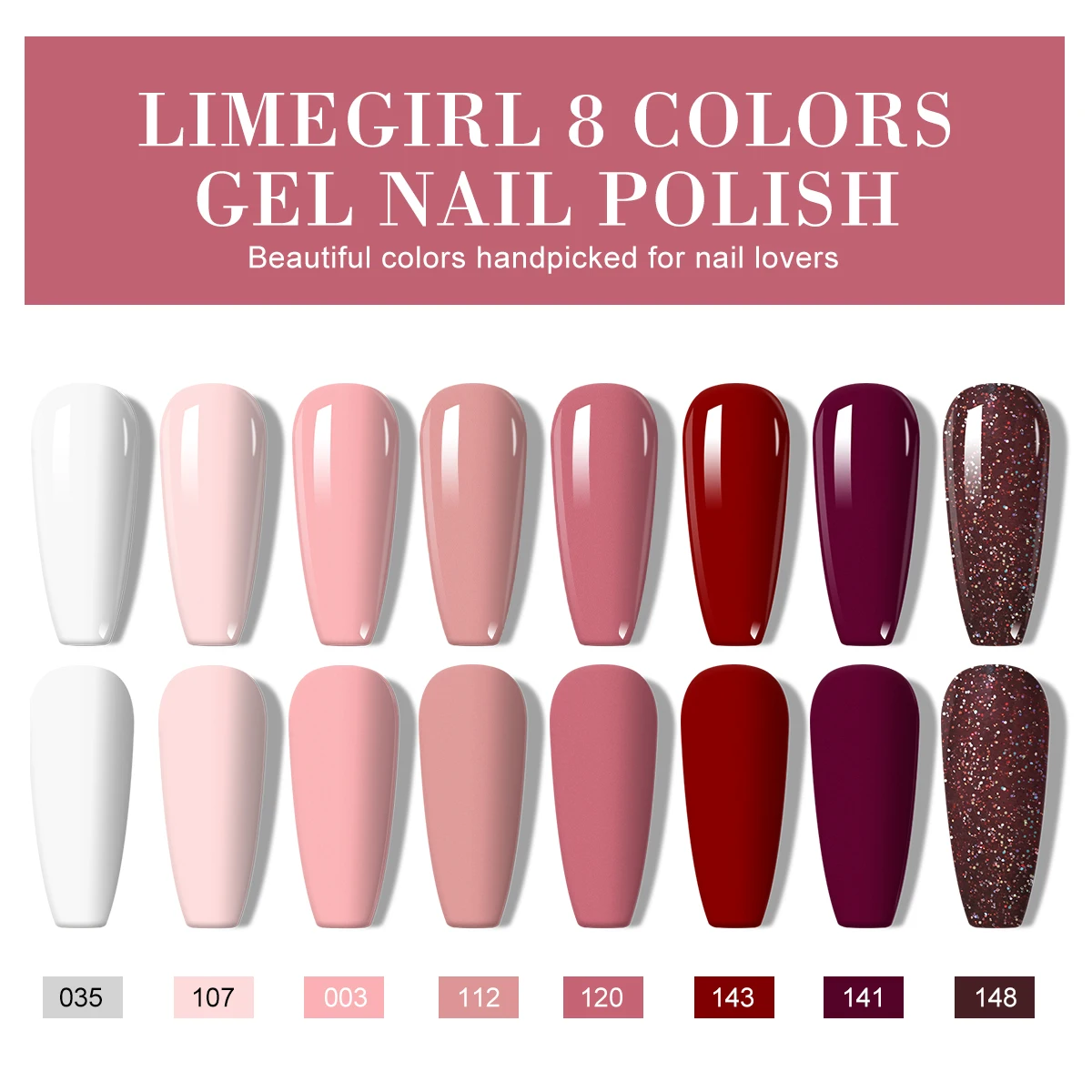 LIMEGIRL 8ML Gel Nagellak Set UV LED Semi-Permanente Inweken Gel Vernis Basislaag & Top Coat Gel nagellak Polish Kit