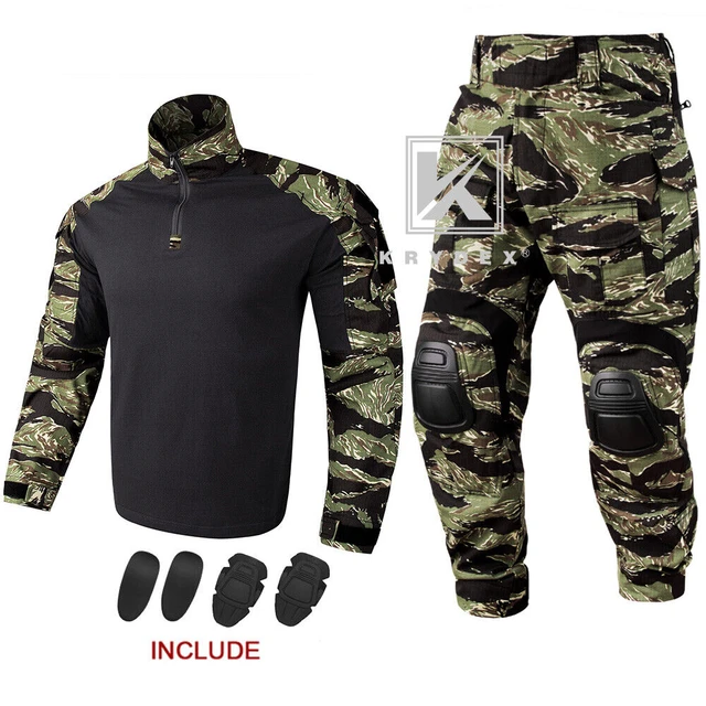 KRYDEX Camouflage Combat Uniform Clothing Hunting Hiking Tactical Shirt &  Pants Suit Kit Tiger Stripe Camo - AliExpress