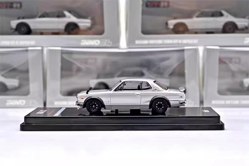Modelli Inno Diecast in scala 1/64 Nissan Skyline GT-R KPGC10 in lega d'argento modello di auto giocattoli per ragazzi regalo