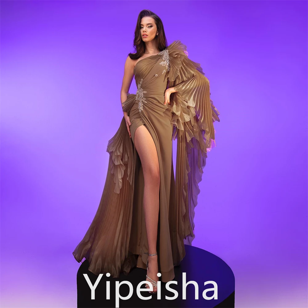 Yipeisha Hoge Kwaliteit Sexy Één-Schouder Schede Baljurk Cocktail Paillette Organza Custom