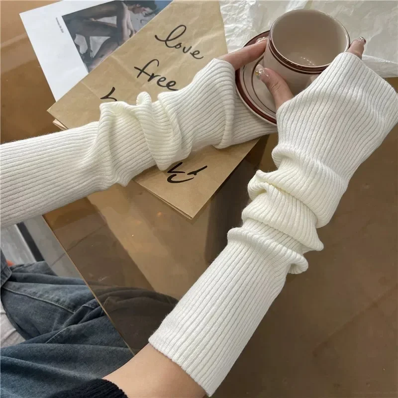 

Women Knitted Arm Warmer Winter Girls Y2K Punk Solid Long Fingerless Gloves Casual Soft Comfortable Men Gloves Fashion Accessory