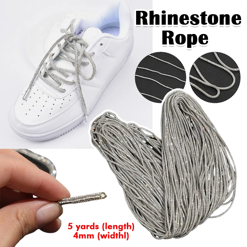 

10Yards Glitter Crystal Shoe Laces String Drawstring DIY Crafts Clothing Bags Home Textiles Rhinestones Rope Chain Trimming Cord