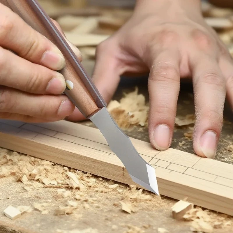 

90 Degree Square Mortise Chisel Professional Wood Carving Hand Tools Woodworking Right Angle Chisel Long-handled Engraving Knife