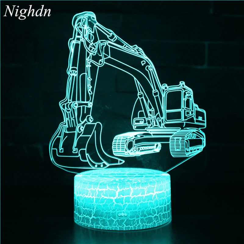 

Nighdn Excavator 3D Lamp for Kids LED Optical Illusion Night Light Bedroom Decor Christmas Birthday Gifts for Boys Kids Teen