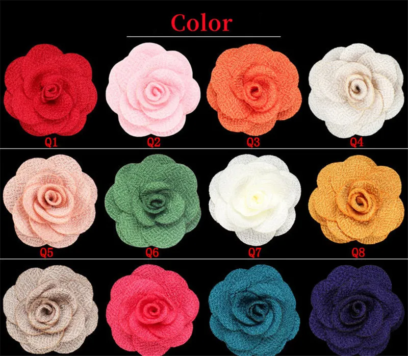 BoYuTe (20 Pieces/Lot) High Quality Camellia Flower Lapel Pin Brooch Men Fashion Wedding Boutonniere 23 Colors