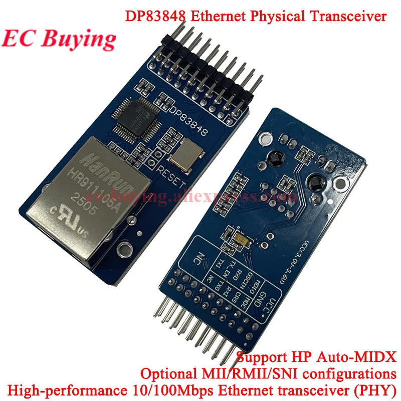 DP83848 Ethernet физический приемопередатчик PHY модуль RJ45 разъем управления USB-B тип интерфейсная плата 3,3 В веб-сервер для Arduino DP83848 Ethernet физический приемопередатчик PHY модуль RJ45 разъем управления USB-B тип интерфейсная плата 3,3 В веб-сервер для Arduino