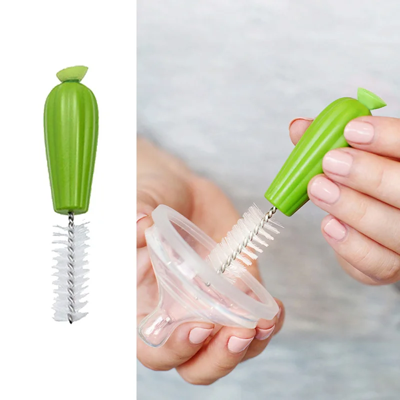 Baby Bottle Cleaning Brush Baby Pacifier Straw Scrubber Small Brush Cactus Modeling Glass Cup Washing Kitchen Cleaning Tool Set