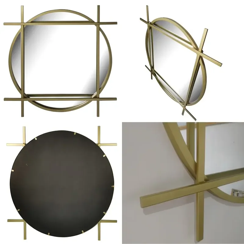 for  Gold Round Wall Mirror Metal Frame Decorative Home Decoration