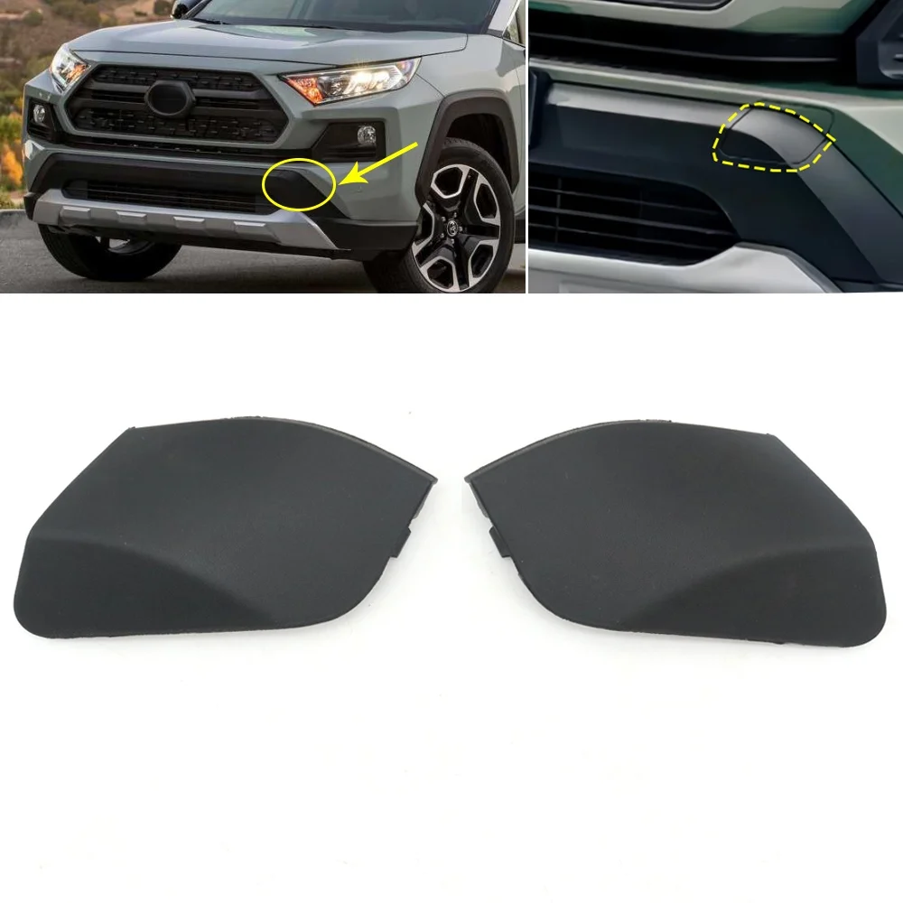 

Car Matte Black Front Bumper Grille Tow Hook Cover Trailer Eye Cap Lid For Toyota RAV4 Adventure TRD 2019-2025 US Version