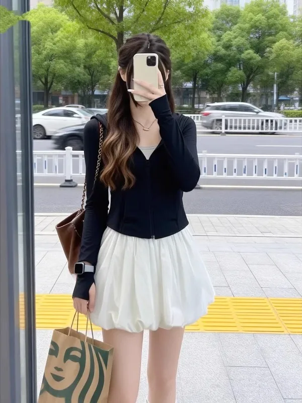 

Женская пышная короткая юбка больших размеров с цветочным принтом, с завышенной талией, утягивающая, летняя, новый стиль, повседневная, средней длины, в корейском стиле