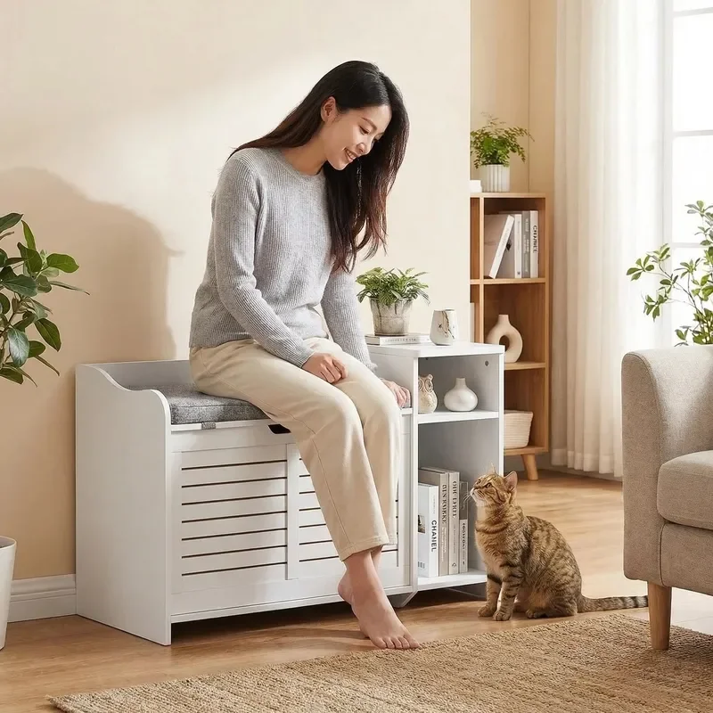 Wooden Cat Litter Box Indoor Pet Toilet Cabinet Ventilated Cat House Bedside Table Hidden Furniture Litter Box Enclosure