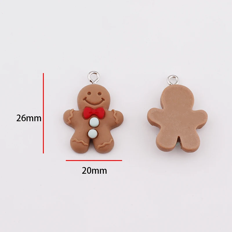 10pcs Christmas Gingerbread Man Charms Kawaii Resin Pendant Charms for Earring Bracelet Keychain Diy kid Jewelry Making Supplies