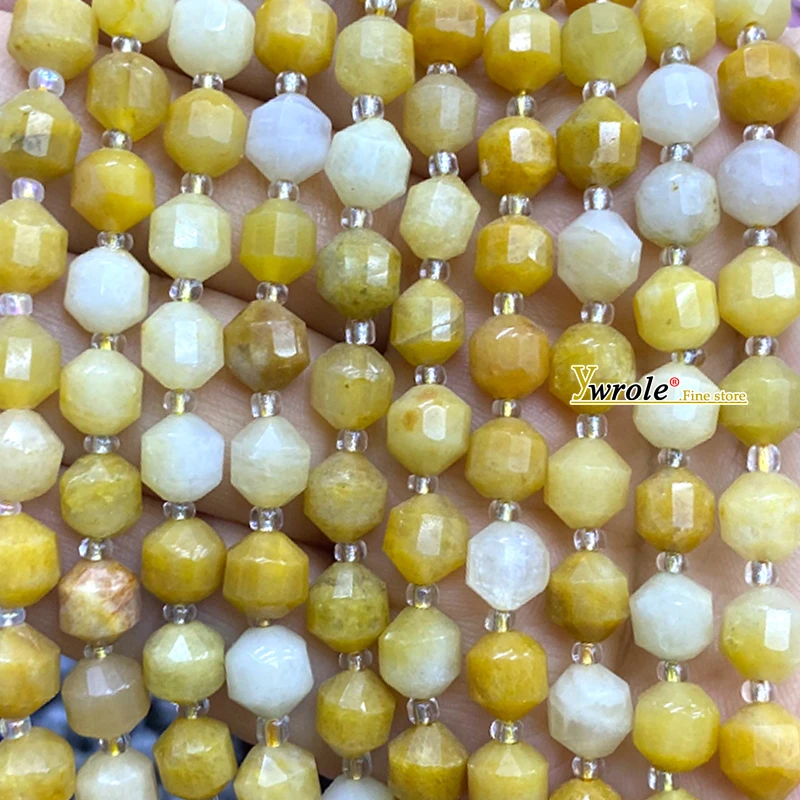 جوهرة الحجر الطبيعي 7x8 مللي متر الأوجه مخروط العمود روبي Epidote فضفاض الفضاء الخرز لصنع المجوهرات أساور يدوية اكسسوارات #3