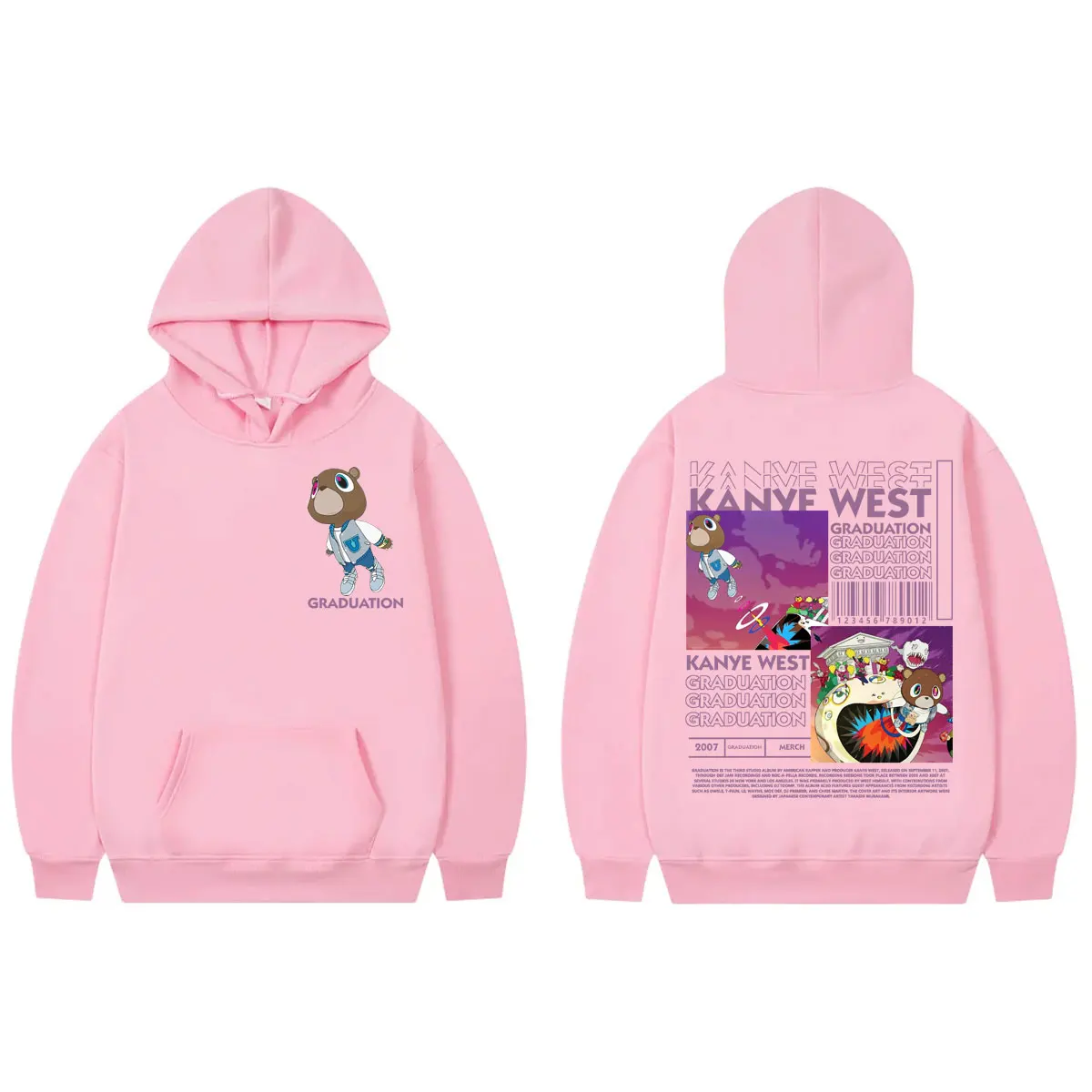 Rapper Kanye West Graduation Album Merch Hoodies Fashion Hip Hop Hooded Sweatshirts Men's Women's High Quality Fleece Pullovers