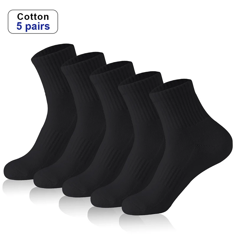 

5Pairs Business Men Socks New Style Black Soft Mens Cotton Socks Breathable Summer Winter Male Socks Sweat Absorbing Plus Size