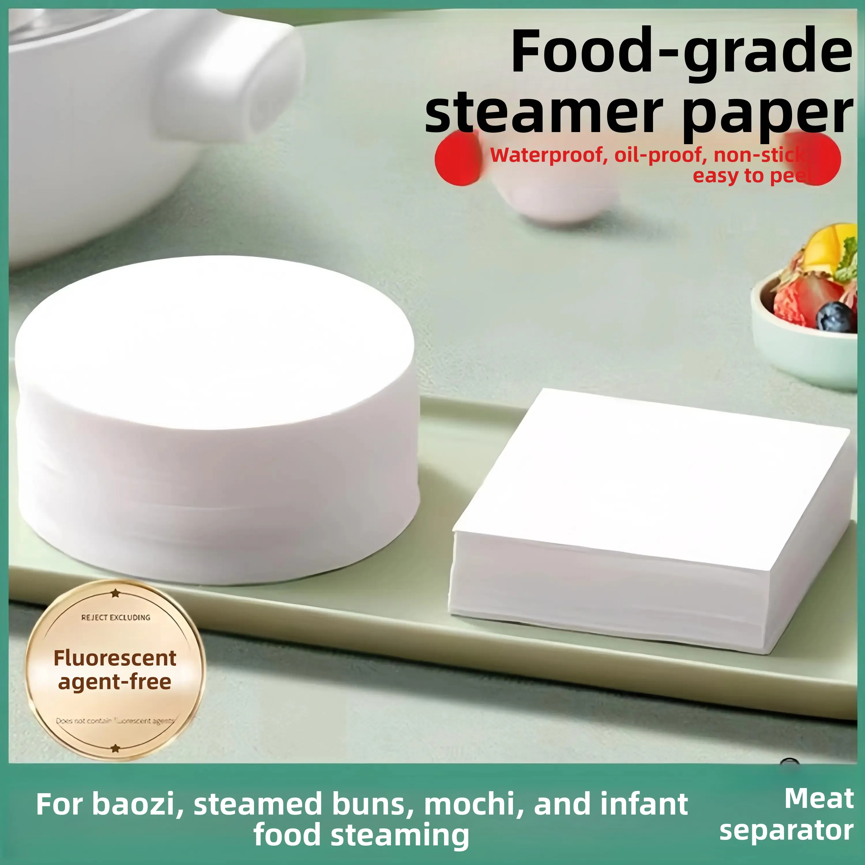 Papel para hornear al vapor de calidad alimentaria, papel profesional resistente al aceite para hornear al vapor panecillos, pasteles y dim sum, suministros de cocina para hornear.