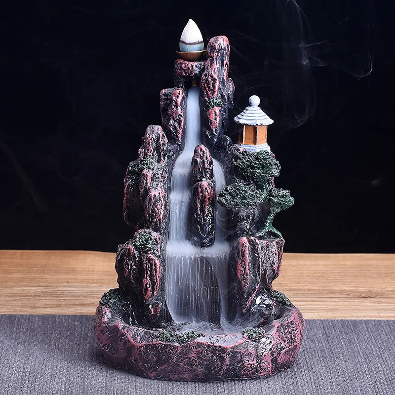 Landscape Resin Incense Censer Backflow Cones Waterfall Decoration