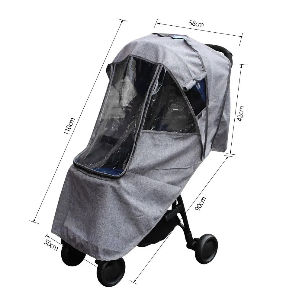 Juste de Pluie Universelle pour Poussette Simple et Double, Imperméable Transparent, Pare-Poussière,