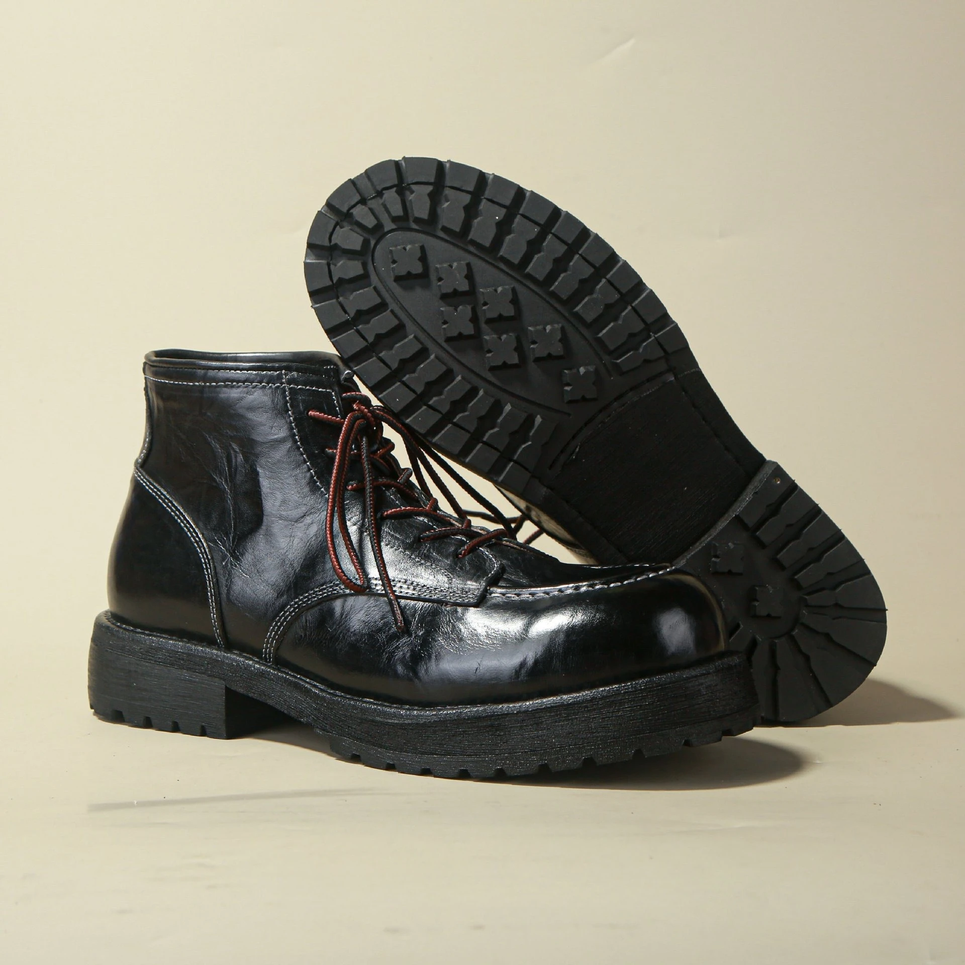 

Мужские ботинки-оксфорды из натуральной кожи премиум-класса, повседневные, деловые, нескользящие, износостойкие, рабочие, в стиле ретро, высокие