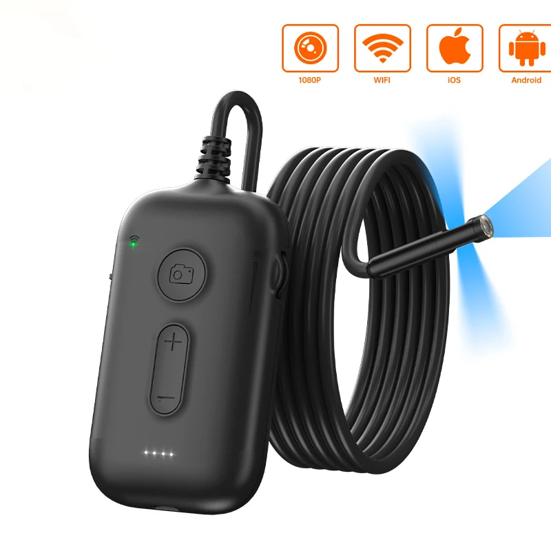

Промышленная эндоскопическая камера Wi-Fi для телефонов iPhone Android HD1080P, водонепроницаемая камера для осмотра жесткого кабеля, канализационная автомобильная бороскопическая камера