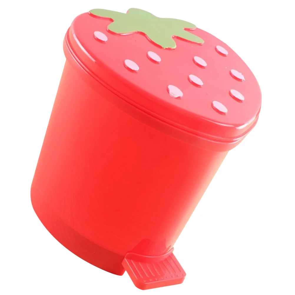 Strawberry Trash Can Desktop Rubbish Bin Garbage Mini Bedside Wastebasket Creative Plastic Cartoon Shaped Office Cans