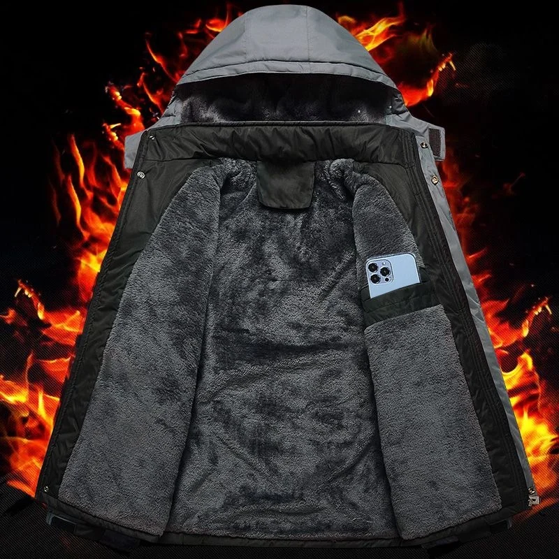 

Men's Winter Heavy Jaet Cotton Coat Warm Long Sve Zipper Closure Hooded Spor Sle Thiened Casual Long Length