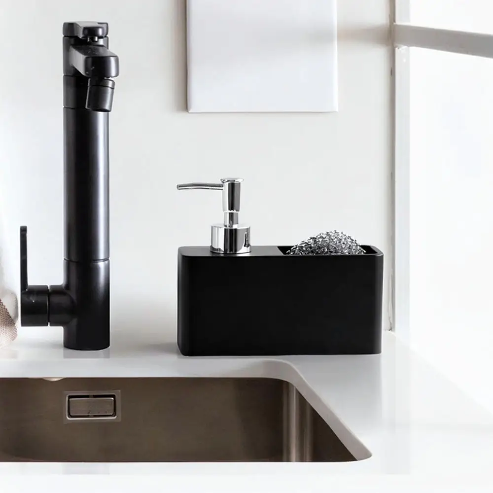 Kitchen Sink Soap Dispenser Sponge Holder Press Pump Dishwashing Liquid Organizer Container Modern Countertop Storage Case
