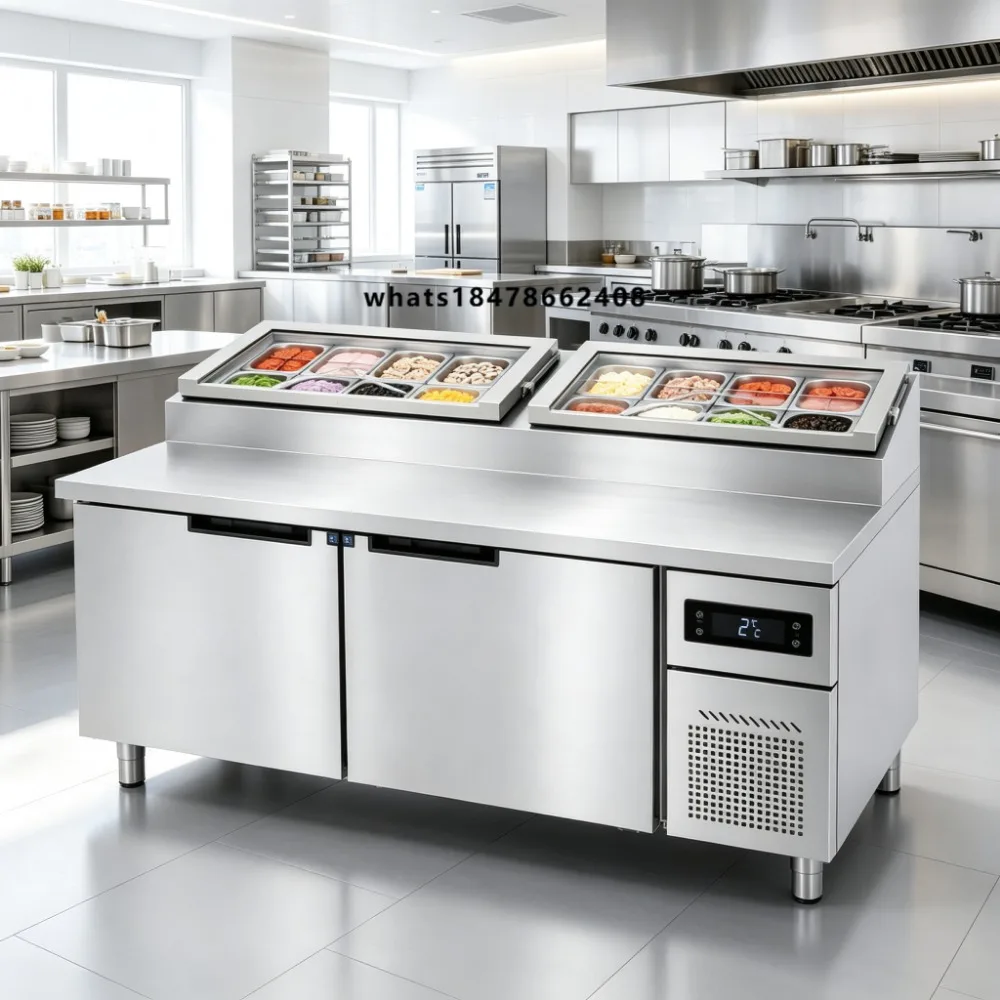 Factory Sale Pizza Sandwich Prep Table Refrigerated Commercial Counter Top Salad Refrigerator Refrigeration Equipment for Salad