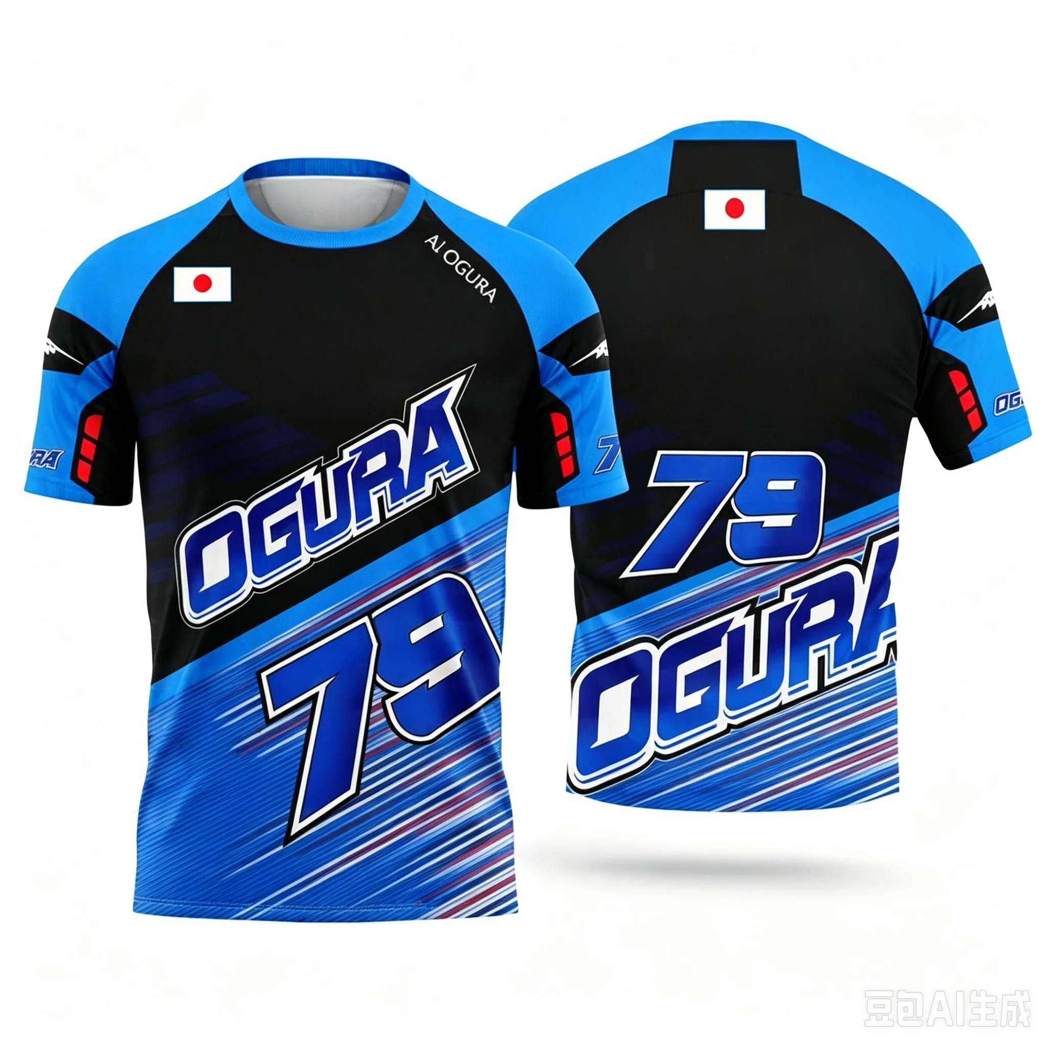AI Ougra79 Driver's 2026 New Japanese Racing Style T-shirt for Enthusiasts Fashionable and Breathable FamilyMatching