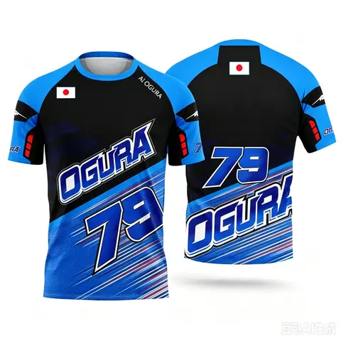 AI Ougra79 Driver's 2026 New Japanese Racing Style T-shirt for Enthusiasts Fashionable and Breathable FamilyMatching