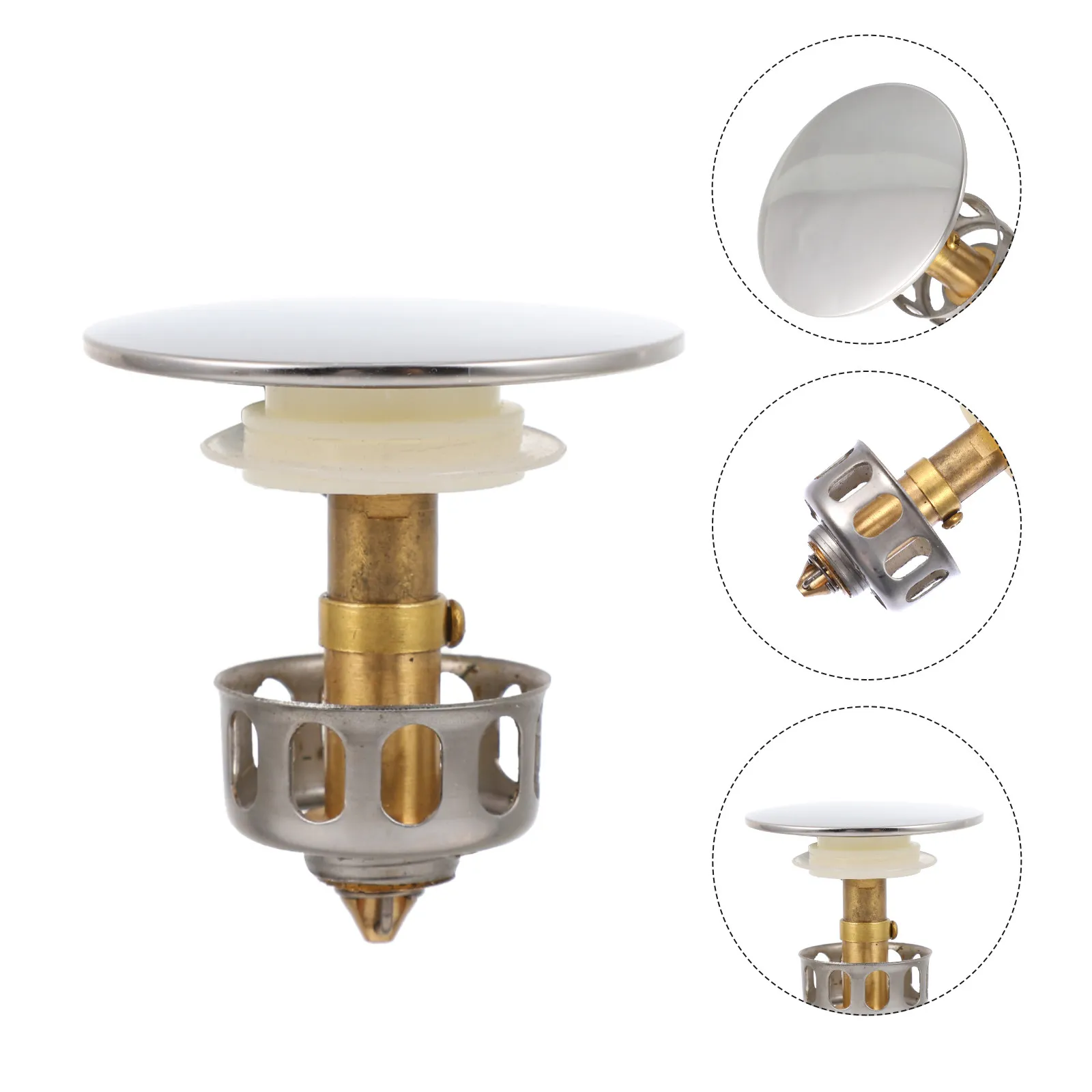 

Sink Drain Filter Brass Silicone Pop-Up Drain Stopper Prevent Clogs Hair Catcher Bathroom Basin Strainer Water Stopper