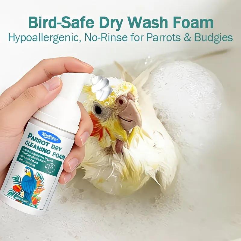 Parrot Trockenreinigungsschaum - Spülfreies, wasserloses Vogelbad-Shampoo, sanfte Reinigung für Federaufhellung & Geruchsbeseitigung, 30ml – Detail 2