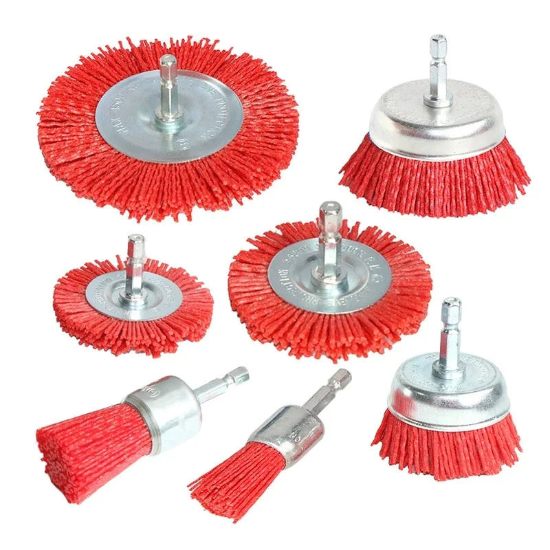 Nylon Cup Brush Abrasive Wire Wheel Brush for Drill Rotary Tool Wood Polishing Deburring Cleaning Cleaning Furniture 1/4" Shank