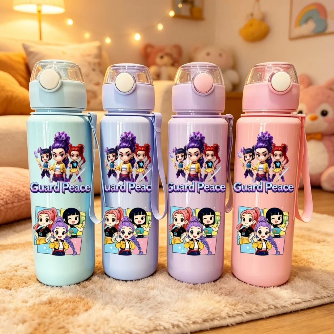 

3D Printed Pattern Water Bottle Cute & Girly, Fade-Resistant, Vibrant Colors, Leak-Proof, Portable, High-Aesthetic Straw Cup