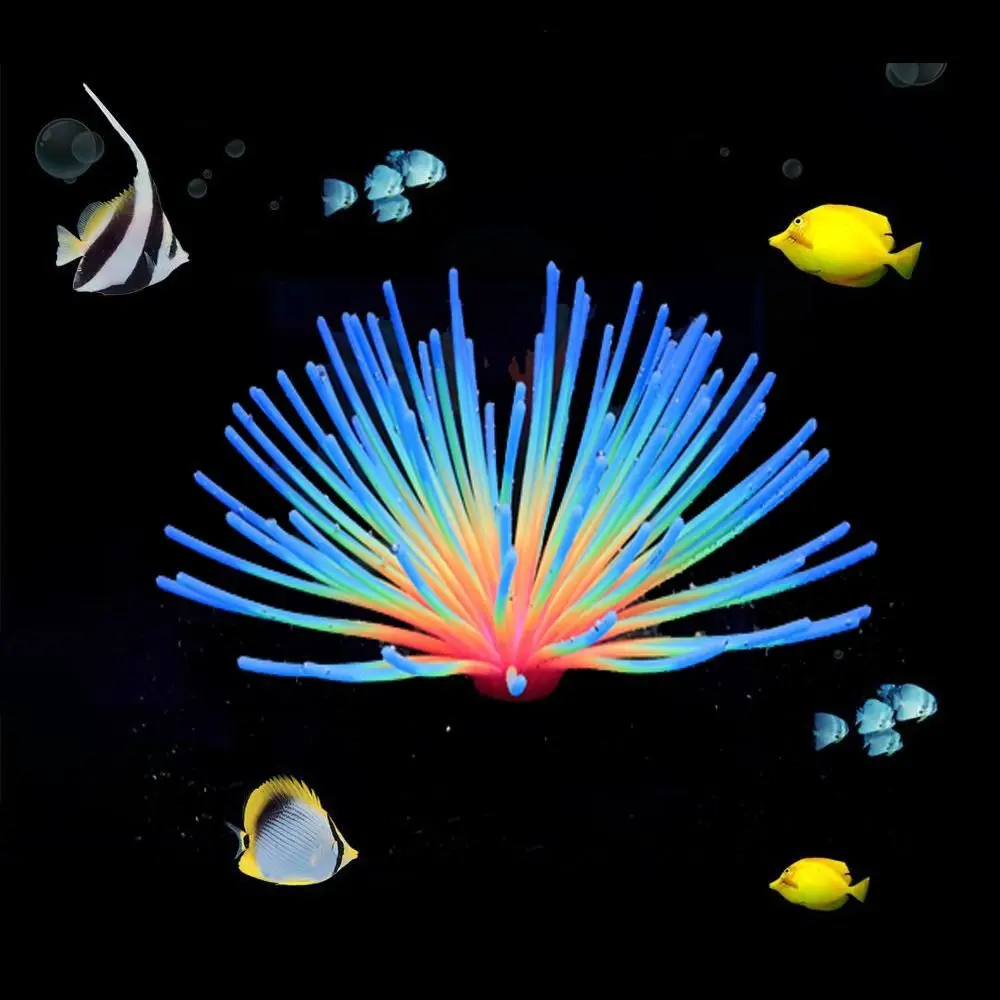 

Decorative Simulation Luminous Sea Urchin Fake Soft Sea Urchin Bulb Fluorescent Silicone Sea Anemone Aquarium