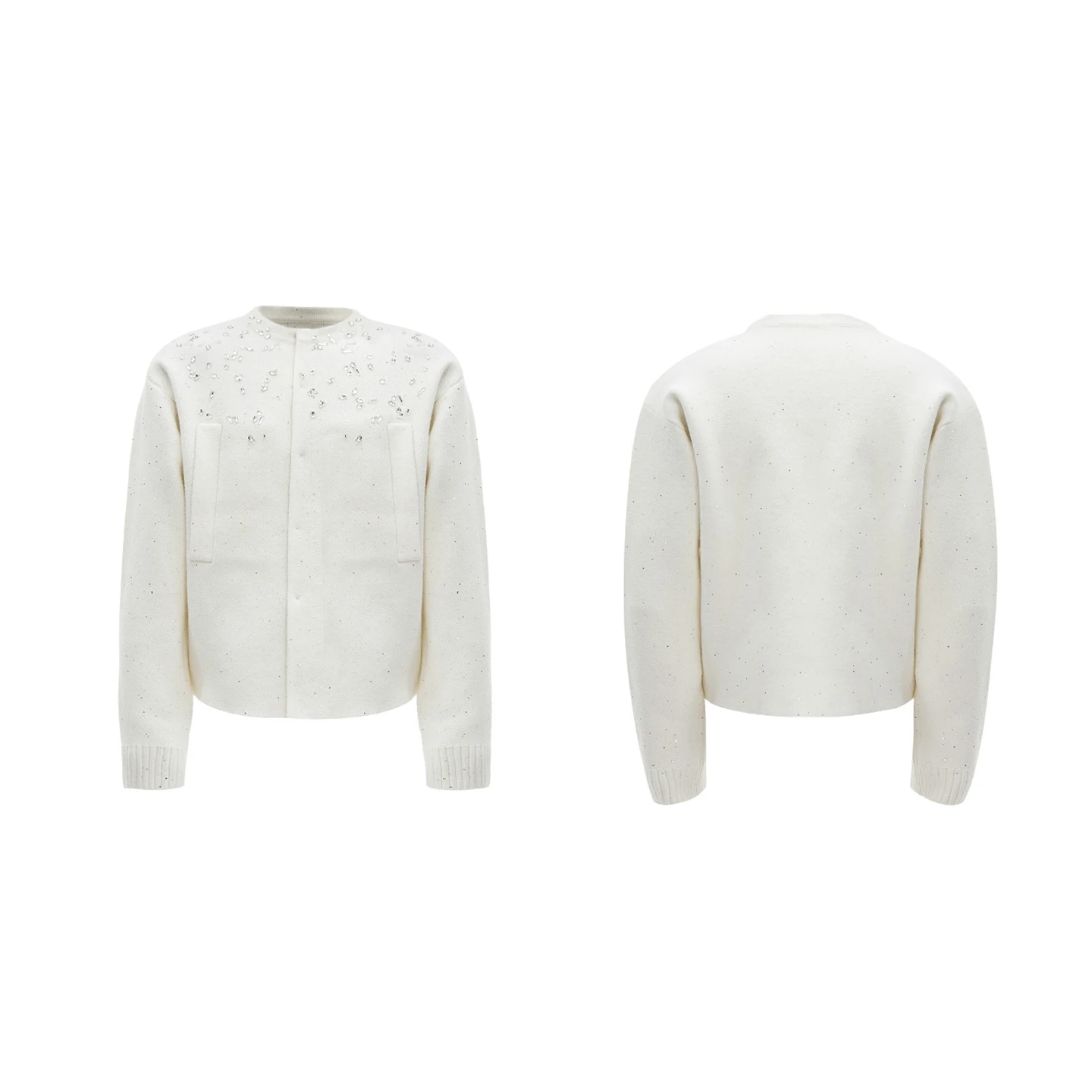 Fashion Fine Flash Diamond-Studded Cardigan Sweaters Men Women 2025 Autumn Winter New High-End Small Fragrant Loose Knitted Tops