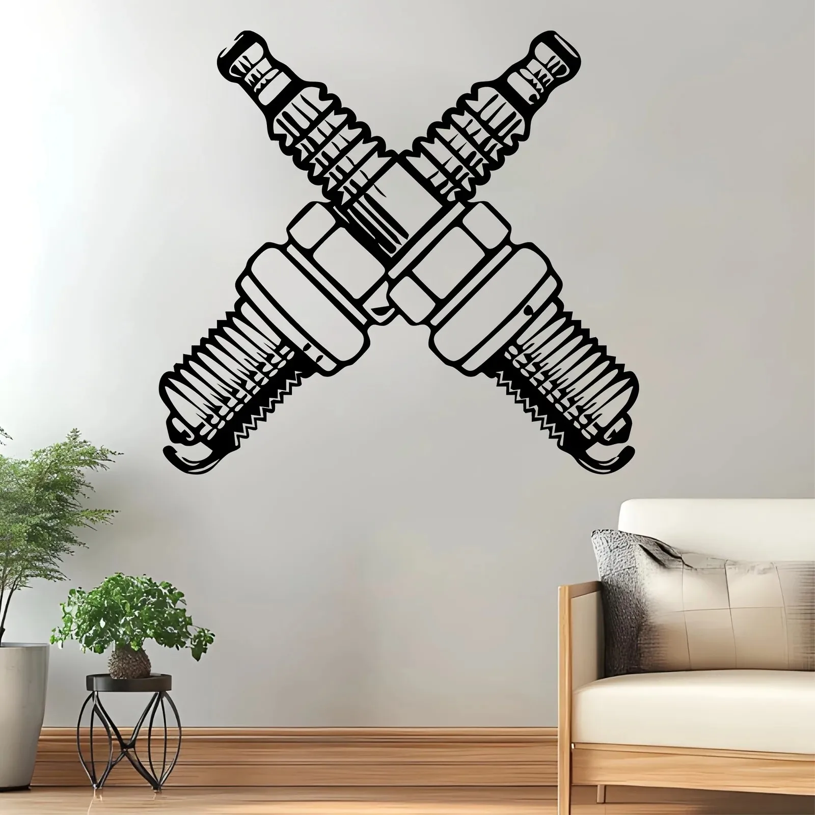 CIFBUY Iron Wall Art Spark Plug Metal Sign Waterproof Home Garage Workshop Fence Decor Rustic Hanging Plaque