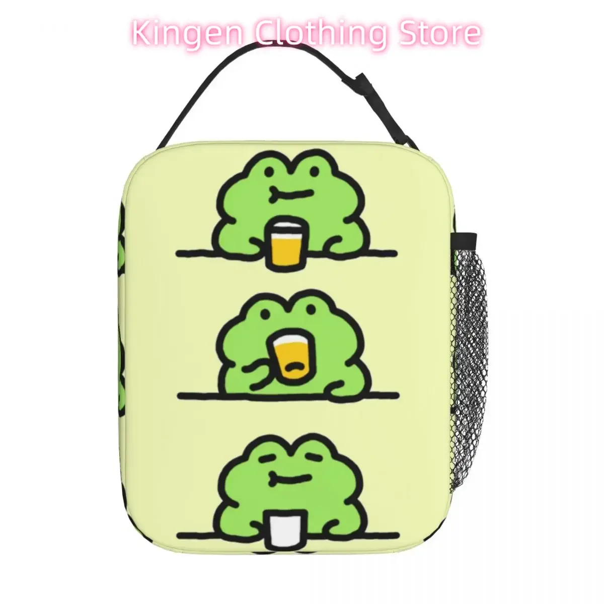 Frog Drinking Beer Insulated Lunch Tote Bag Storage Food Box Reusable Cooler Thermal Lunch Box Picnic