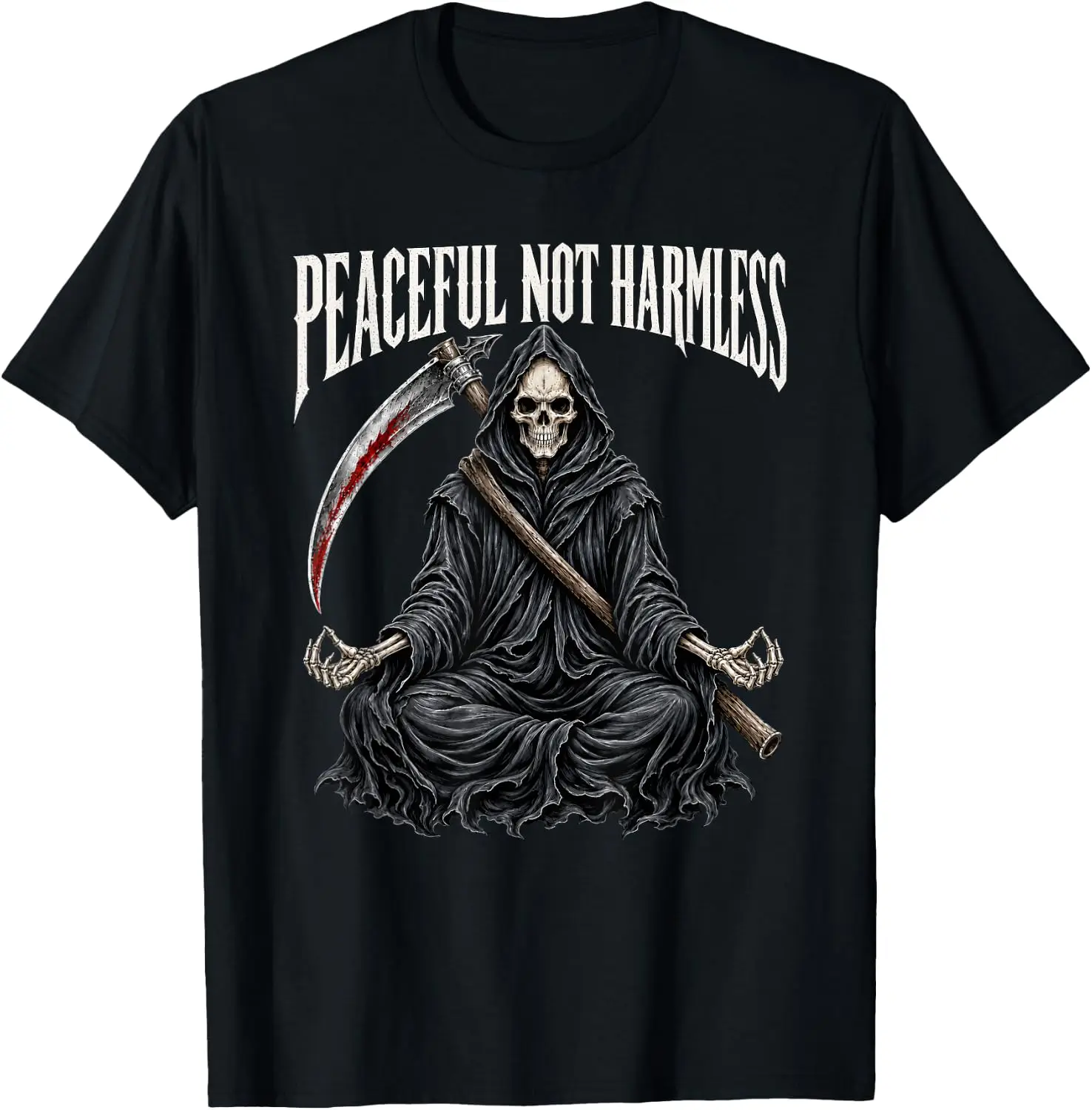 Peaceful Not Harmless T-Shirt Cute Halloween Pumpkin Short-Sleeve Tee: Fun, Breathable, Pure Cotton, Stylish—Perfect for Sports, Lounging, or Casual Wear.