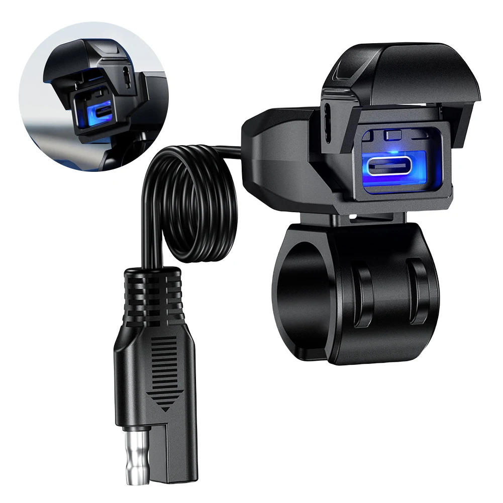 

Quick Charger Socket 9V-24V Motorcycle Charger Adapter USB Type-C Motorcycle Phone Charger Smart Charging Motorcycle Accessories